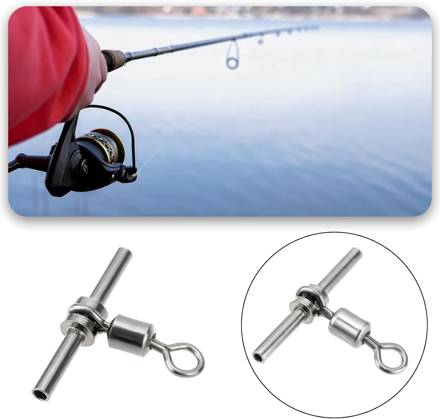 LT Easiyl 40Pcs Fishing Cross Line Crimp Swivels, 3-Way T-Shape Brass Fishing Swivels for Rigs Freshwater Saltwater (Size 3# 5# 7# 10#) image number 6