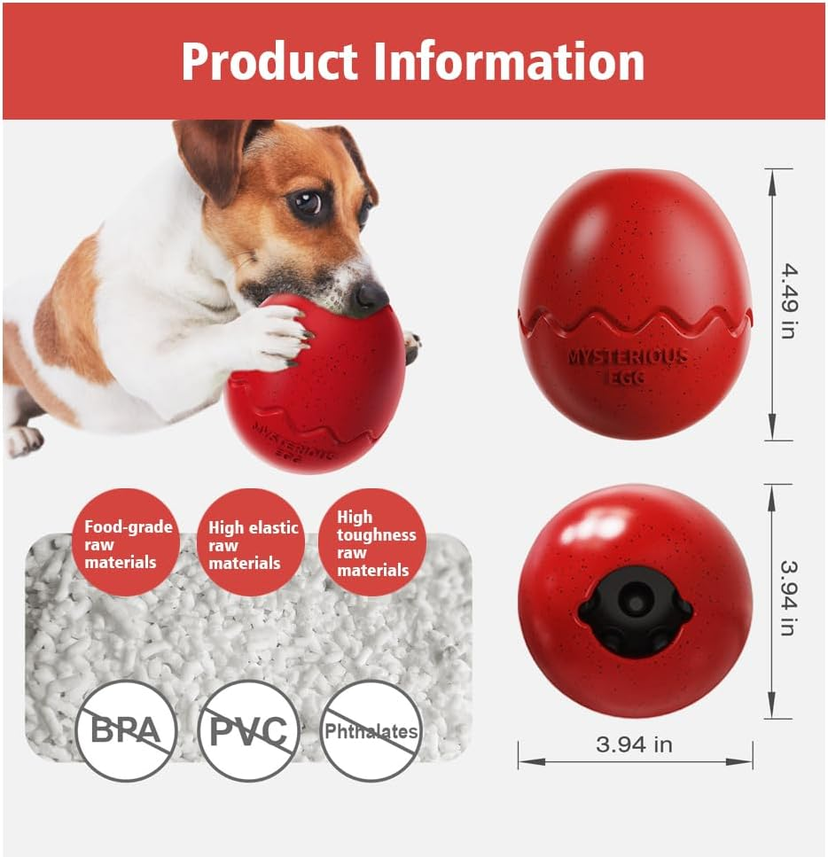 Interactive Treat Dispensing Dog Toy, Chew Toy for Aggressive Chewers, Fun Fetch, Durable & Dishwasher Safe(Red) image number 1