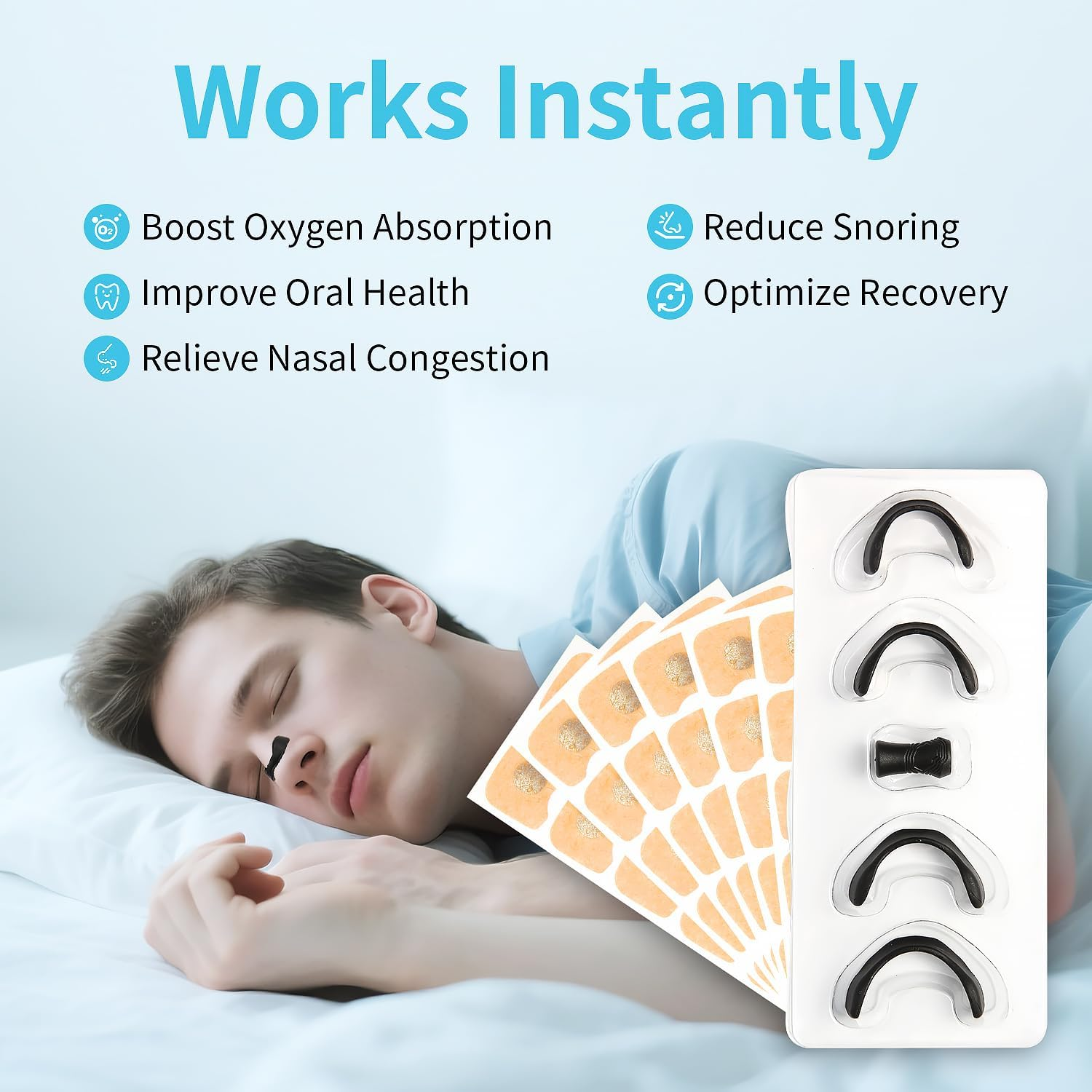 Sydroya Magnetic Nasal Strips (30 Pairs) - anti Snoring Breathing Nose Strips with Nose Clips, Skin Safe, Snore Relief Equipment for Sleep Sports, Stop Snoring Aids for Men & Women (Black) image number 2