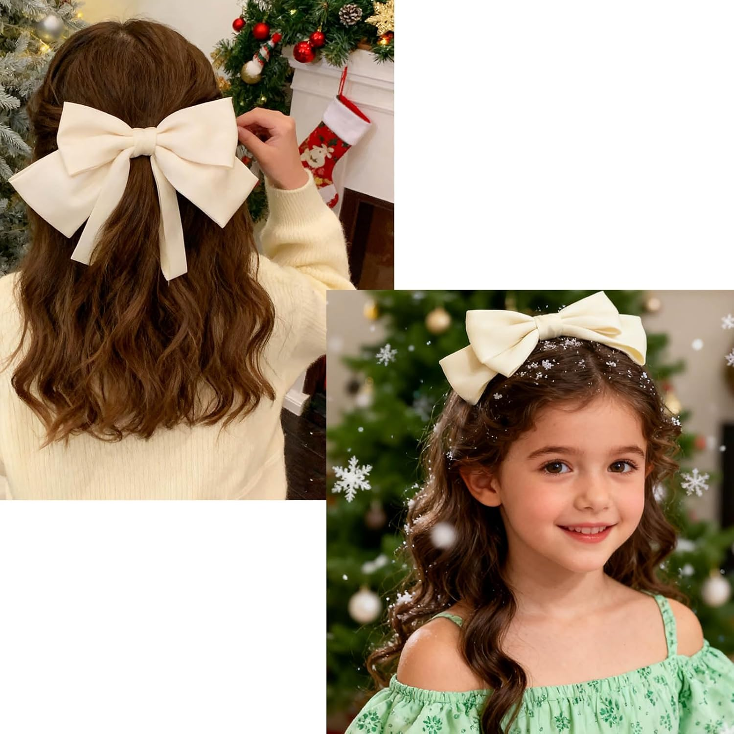 Hair Bows Women Bow Hair Clips Silky Satin Bow Clips Cute Hair Bow Clips French Hair Band Bow Long Tail Bows Wedding Bow Barrette Bowknot White Black Red image number 6