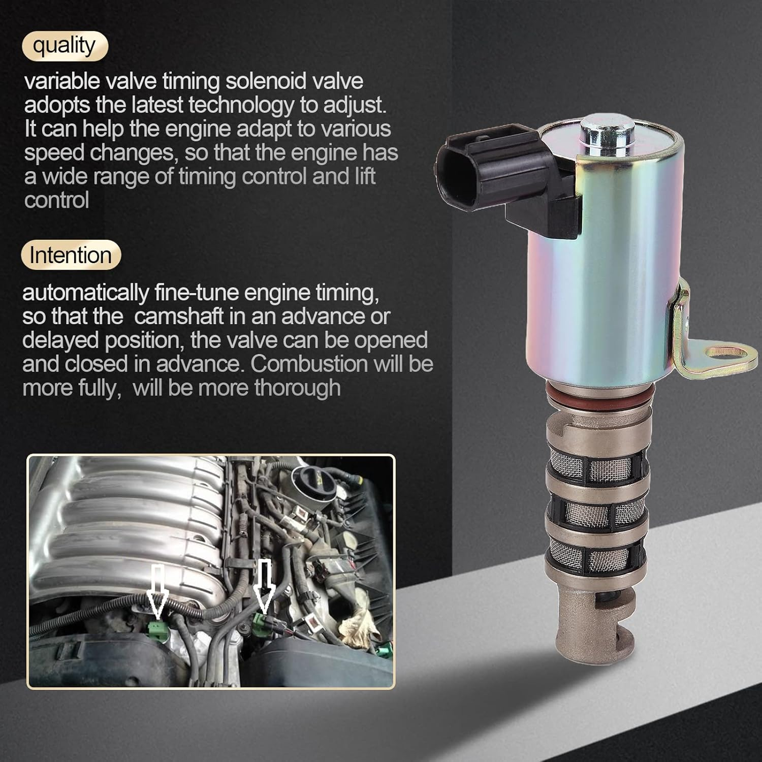 VVT Solenoid Fits for Honda Civic Si 2006-2015, CR-V EX LX 2005-2006, for Acura ILX 2013-2015, for Acura TSX 2010-2014 2.0L 2.4L, Engine Variable Valve Timing Solenoid Replace# 918-069 image number 2