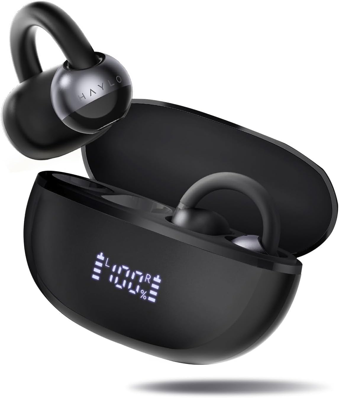 Haylou Airfree Wireless Earphones, Hi-Fi Stereo Sound, Multi-Point Connection, up to 22 Hours Playback, Sound Leakage Prevention, Battery Level Display, LED Display, Bluetooth 5.4, HL-AFBK Black image number 4