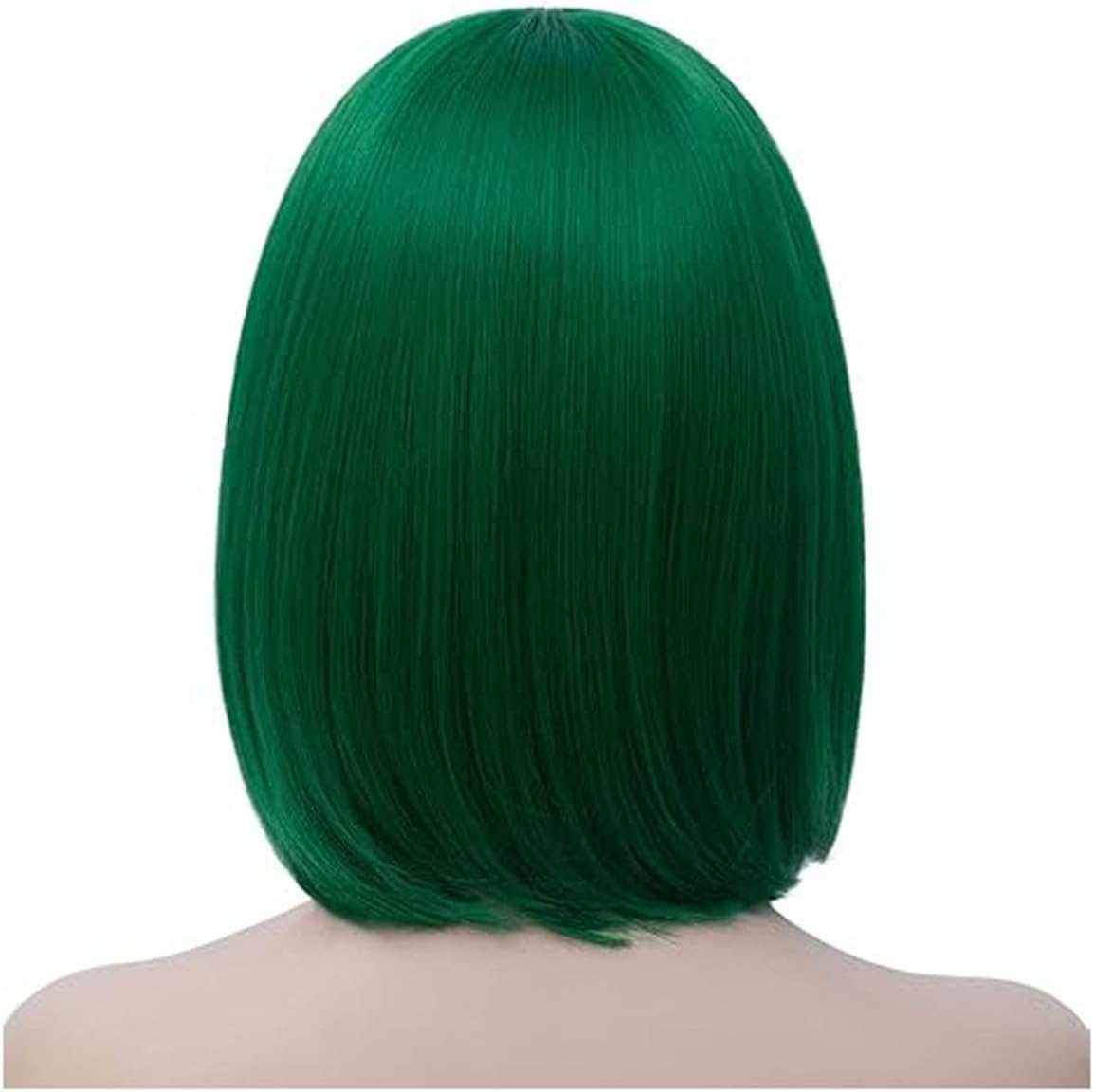 ZXUY 10 Inch Short Straight Bob Wig with Bangs for Women Looking Natural for Halloween Costume Cosplay Party Daily (Green) - Green image number 5