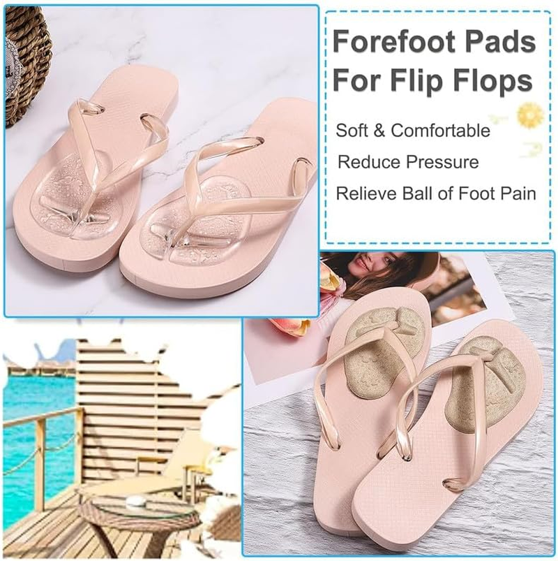 Gel Metatarsal Pad for Flip-Flops and Thong Sandals, 2Pair Anti-Slip Pad, Self-Adhesive Forefoot Pads, Silicone Toe Protector, Anti-Slip Cushion, New Clear