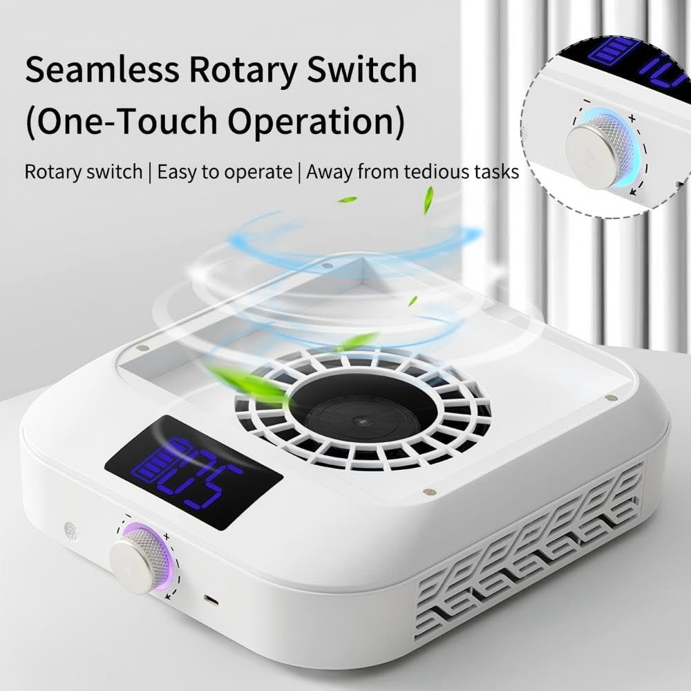 Nail Dust Collector - 2025 New 3-Speed Adjustment, 66W Strong Suction Power & Quiet Low Noise, 6600 Mah Long-Lasting Batteries Vacuum Fan Dust Suction Machine with Reusable Filters image number 2