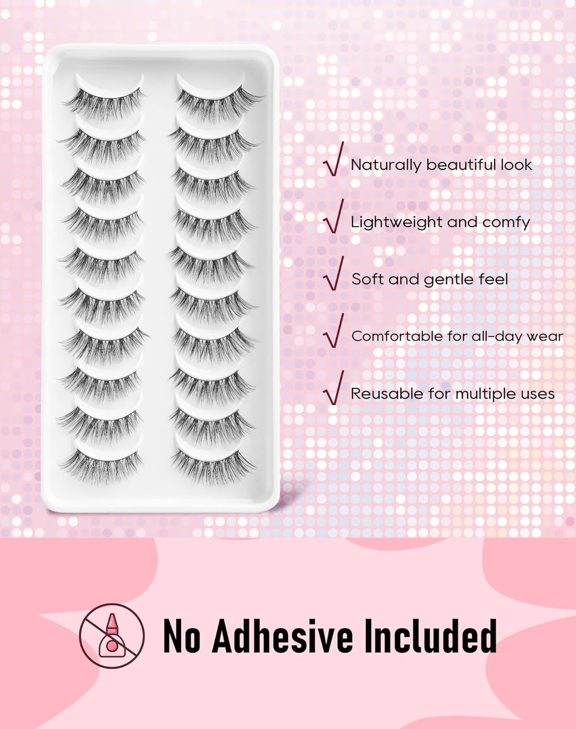 Frihappy Cat Eye Lashes 3/4 Lashes Mink Lashes Wispy Lashes False Eyelashes Natural Look False Lashes 14Mm Lashes image number 1