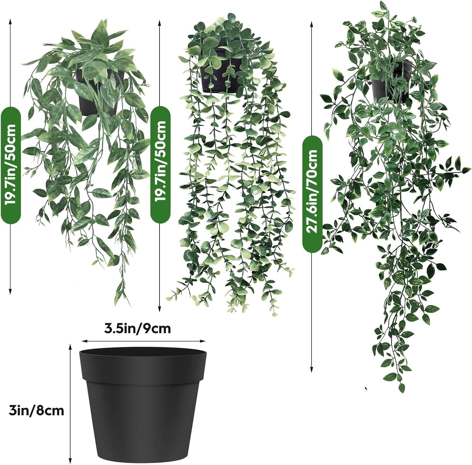 Artificial Plants 3Pcs Set, Hanging Plants Vines &ndash; Mandala Pea Eucalyptus Leaf Faux Plants for Office, Farmhouse, Home Decor, Indoor & Outdoor Wedding Decoration image number 0