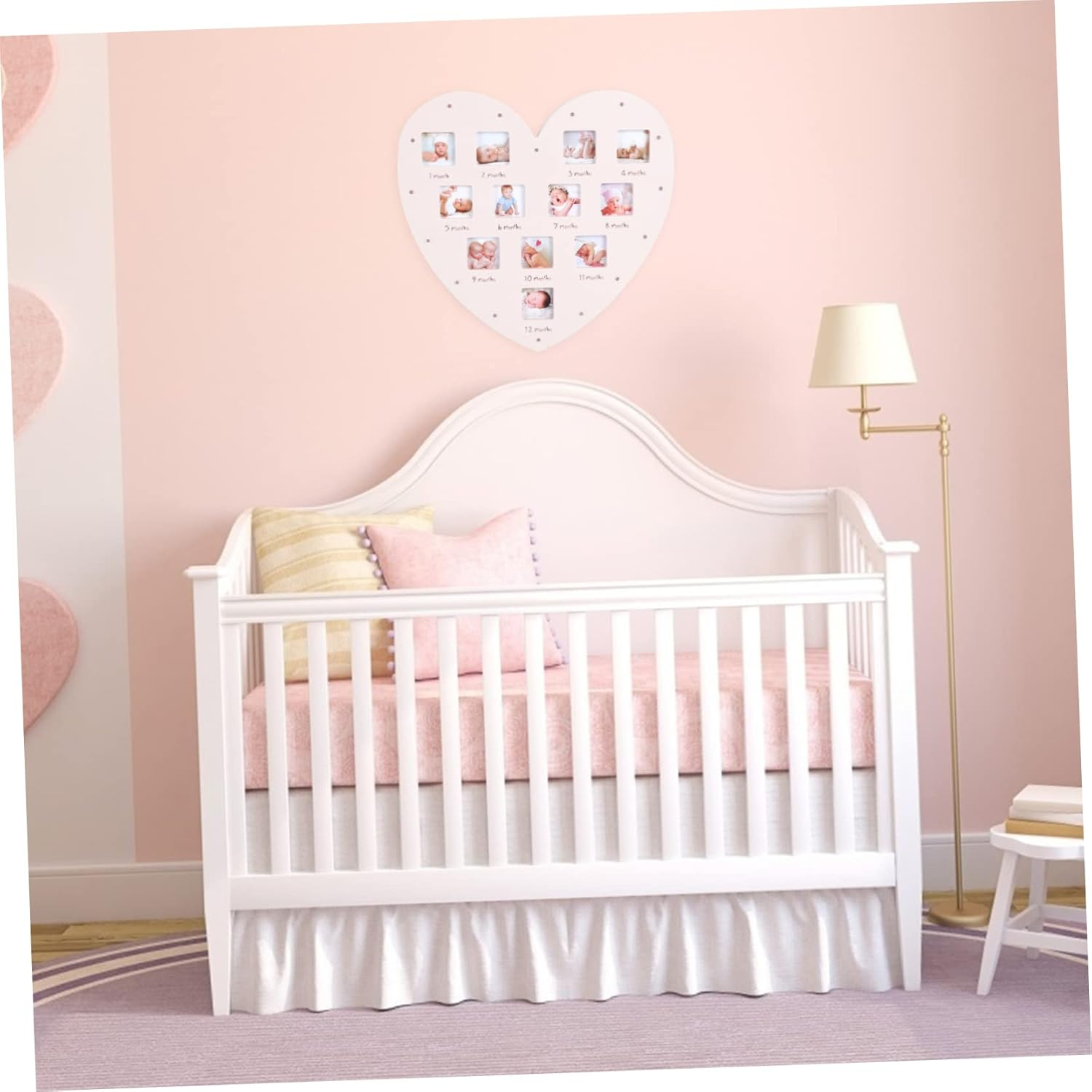 Growth Record Photo Frame Heart Shape Light for Nursery Decor Picture Frame Light for Desktop Ornament for Month Growth image number 2