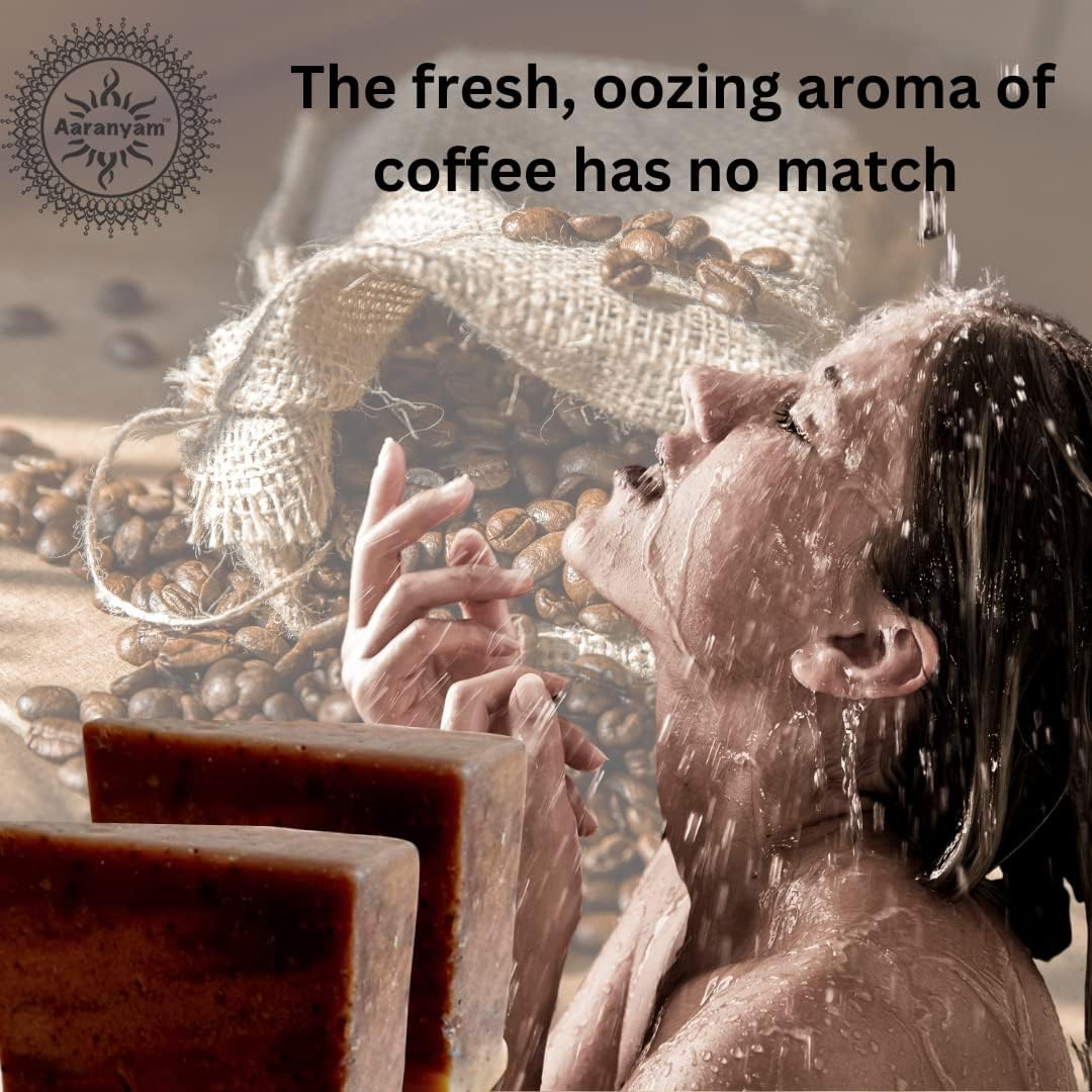 Aaranyam Handmade Soap Coffee Soap -100 Gms Each (Pack of 4) Natural Bath Soap for Men - Exfoliating Skin Shine Soap image number 6