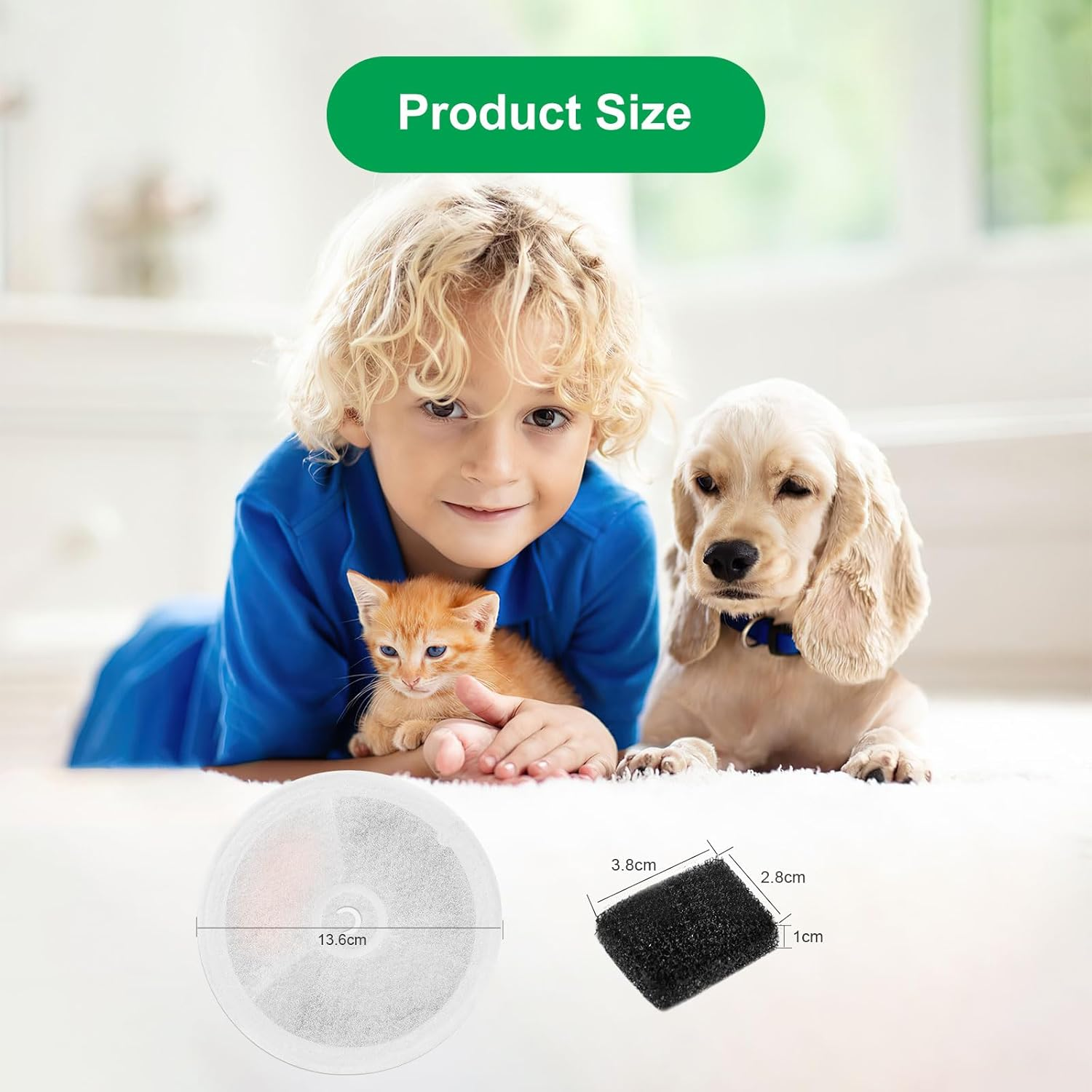 Pack of 5 Cat Fountain Filters and 5 Pump Sponge, Improved Filter Units 3.0 with Resin and Activated Carbon for 2L/1.8L Automatic Intelligent Cat Fountain (Ever Weet 2S/3/3 Pro/Solo/Solo SE) image number 2