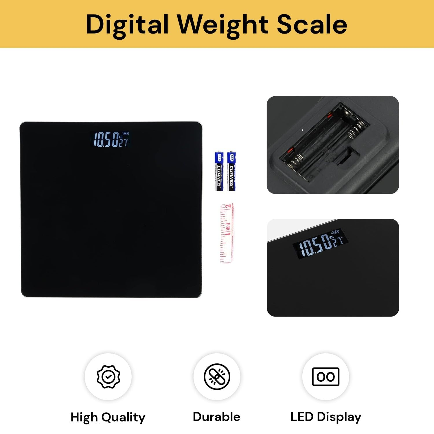 EZONEDEAL Body Scale - Electronic Digital Bathroom Scales Body Weight Scale Fat Glass Backlit 180Kg - Weighing Scale for Body Weight Digital Scale image number 2