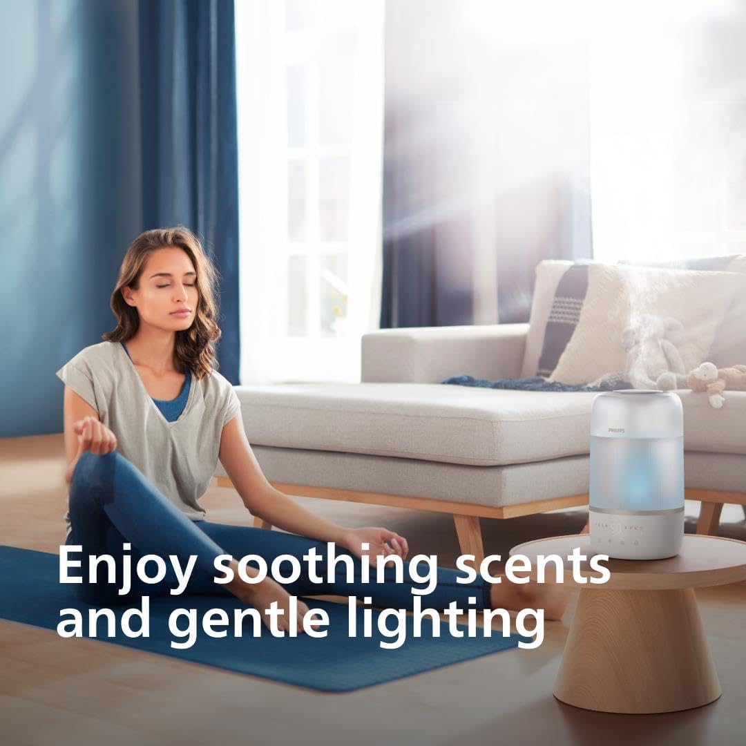 Philips Smart Humidifier, Compact yet Powerful with Sky High Mist, up to 32H Runtime, 3L Top-Fill Water Reservoir, Aromatherapy, Ultra Quiet, Night Light, for (Bed-) Rooms up to 41M&sup2; (HU1510/04) image number 1