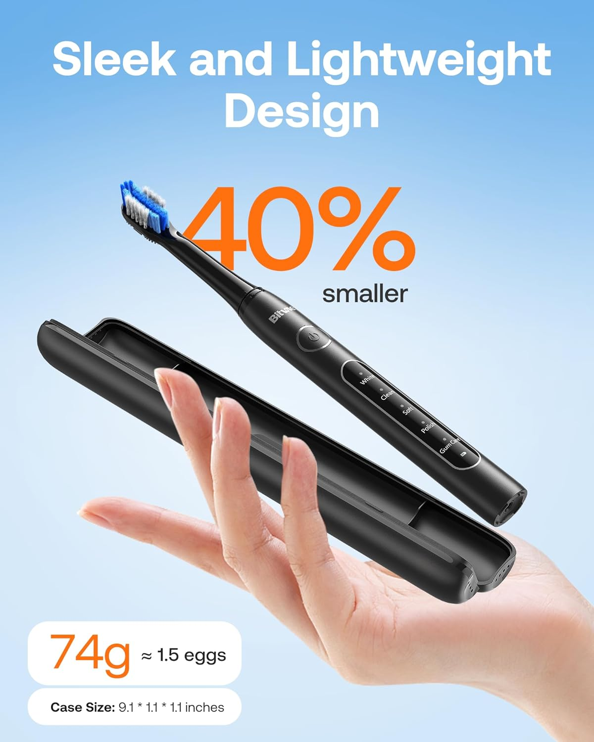 Bitvae Sonic Electric Toothbrush for Adults and Kids, ADA Accepted Travel Electric Toothbrush with Rechargeable 60-Day Battery Life, 8 Toothbrush Heads, 5 Modes, Toothbrush Holder, Black image number 3