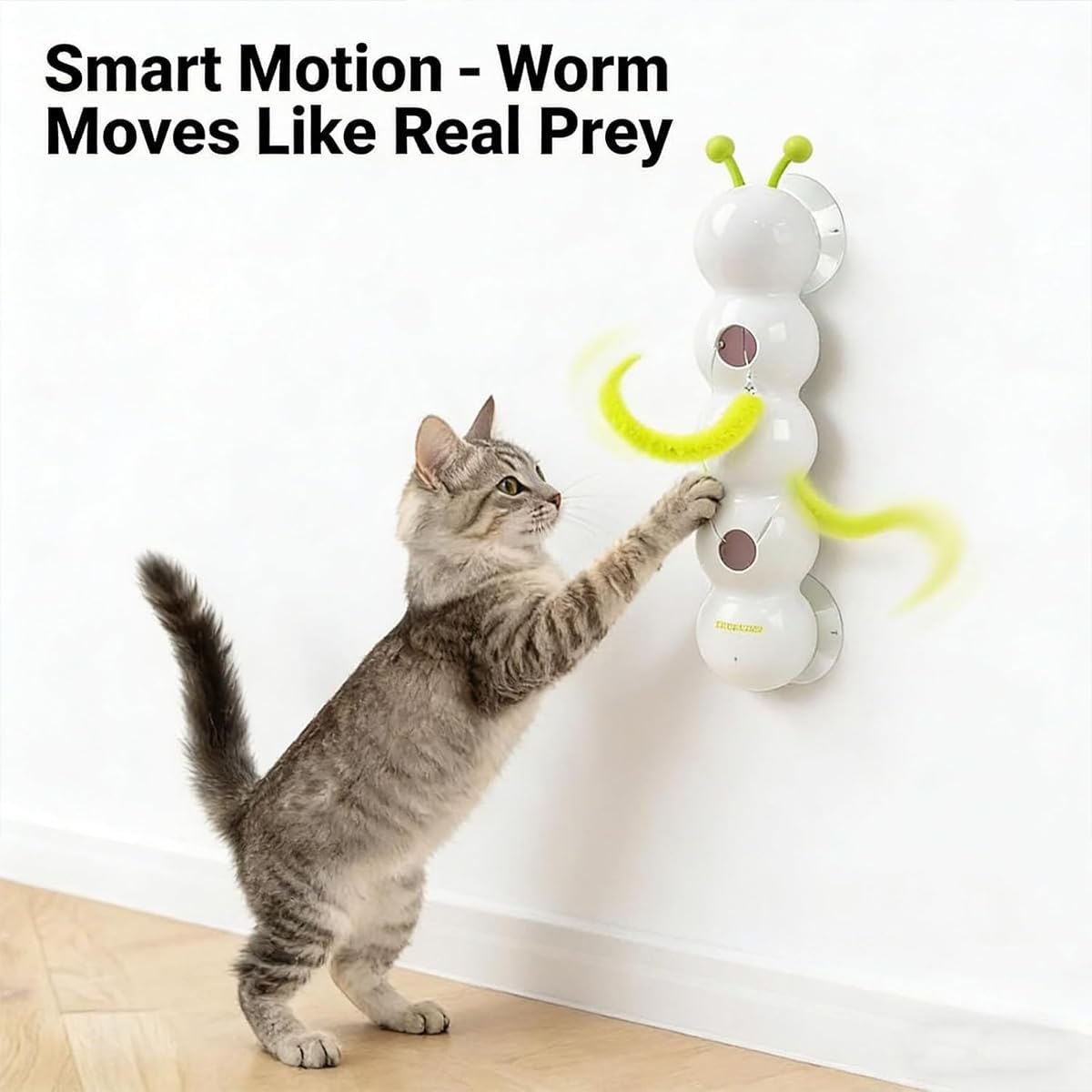 Whack a Worm Post Cat Toy, Whirlie Fun Smart Motion Paw Worm Cats Toys with Worms Design, Whack a Worms Post Cat Toys with Suction Cup for Indoor Cats (1PC) image number 4