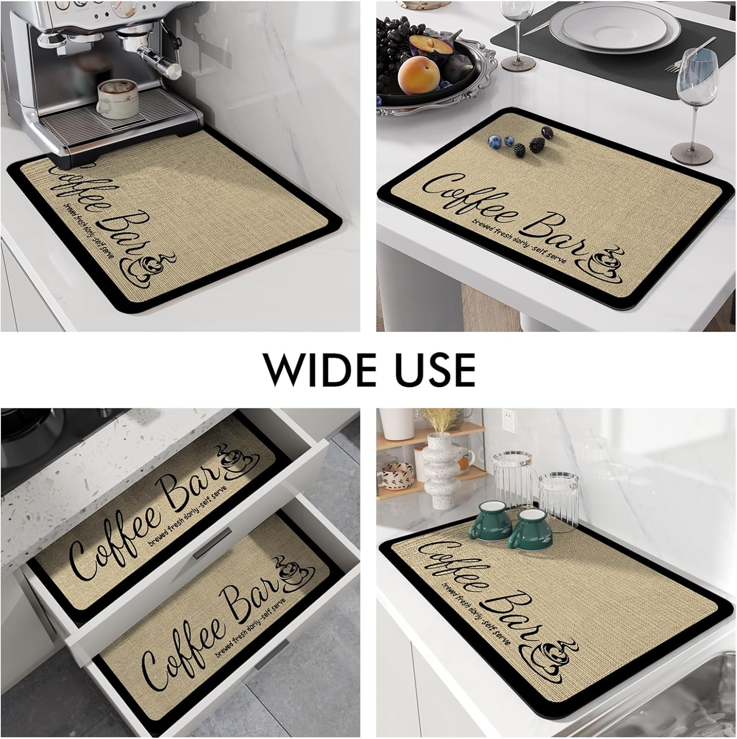 LIMNUO Coffee Mat Super Absorbent Dish Drying Mat Coffee Bar Accessories Match with Coffee Maker Coffee Machine Coffee Pot Large Drying Mats for Kitchen Counter (30X50Cm) image number 5