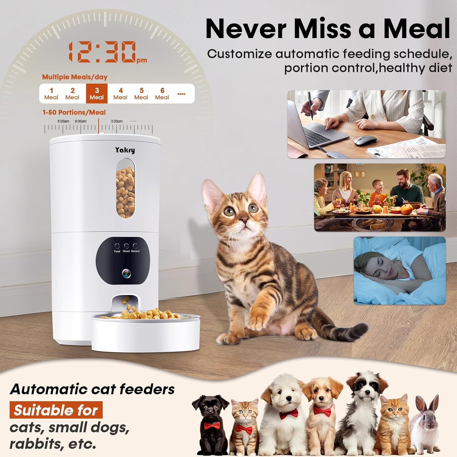 Automatic Cat Feeder with Camera Wifi, Timed Automatic Dog Feeder with Pet Camera: 2-Way Audio, Auto Cat Food Dispenser - HD 1080P Video Recording, Night Vision, Pet Food Dispenser with App Control image number 3