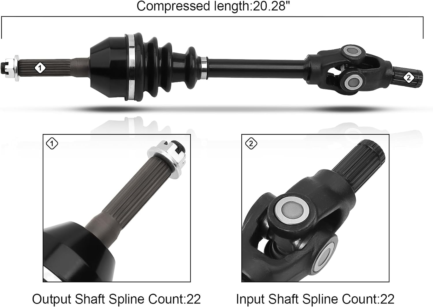 Front L/R CV Axles Set for 2004 for Polaris ATP 330/500,2003-2004 for Polaris Magnum 330,2004 for Polaris Sportsman 400/500,2003-2004 for Polaris Sportsman 600,2002-2004 for Polaris Sportsman 700 2Pcs image number 5
