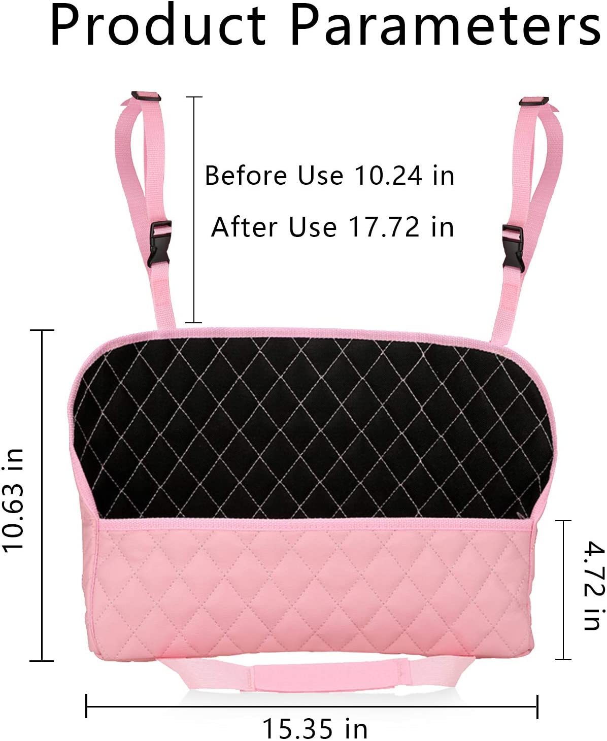 Purse Holder for Car Durable Pu Leather Car Net Pocket Car Seat Storage Net Handbag Driver Storage Netting Pouch Seat Back Net Bag Backseat Pet Kids Barrier (Pink) image number 5