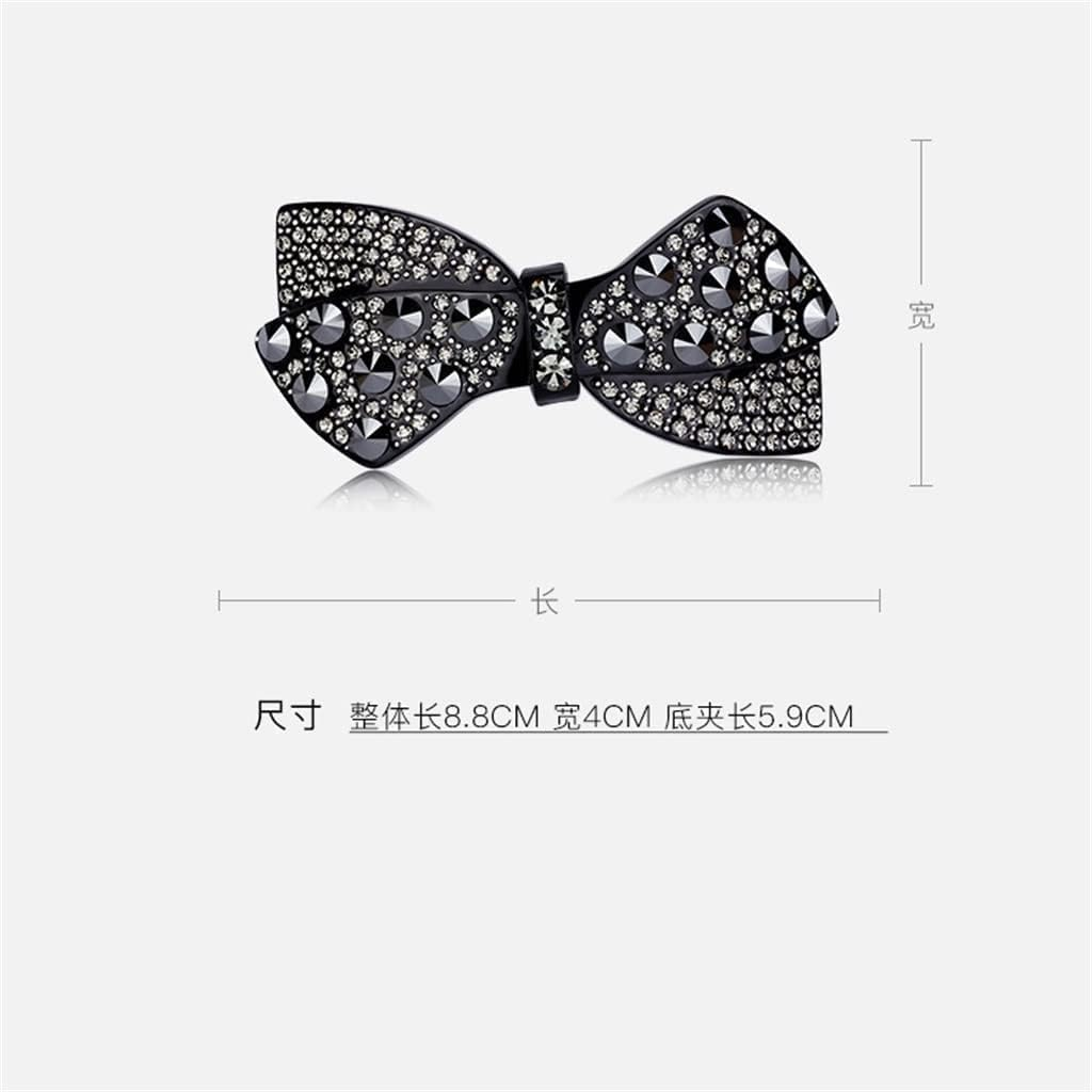 Crystal Hair Accessories,Clips Hairpins,Clip Plate,Black Diamond Series Bow Black Diamond Hairpin Elegant Horizontal Clip Female Hair Accessories on the Back of the Head (Color : A, Size : 8.8 * 4Cm) image number 6