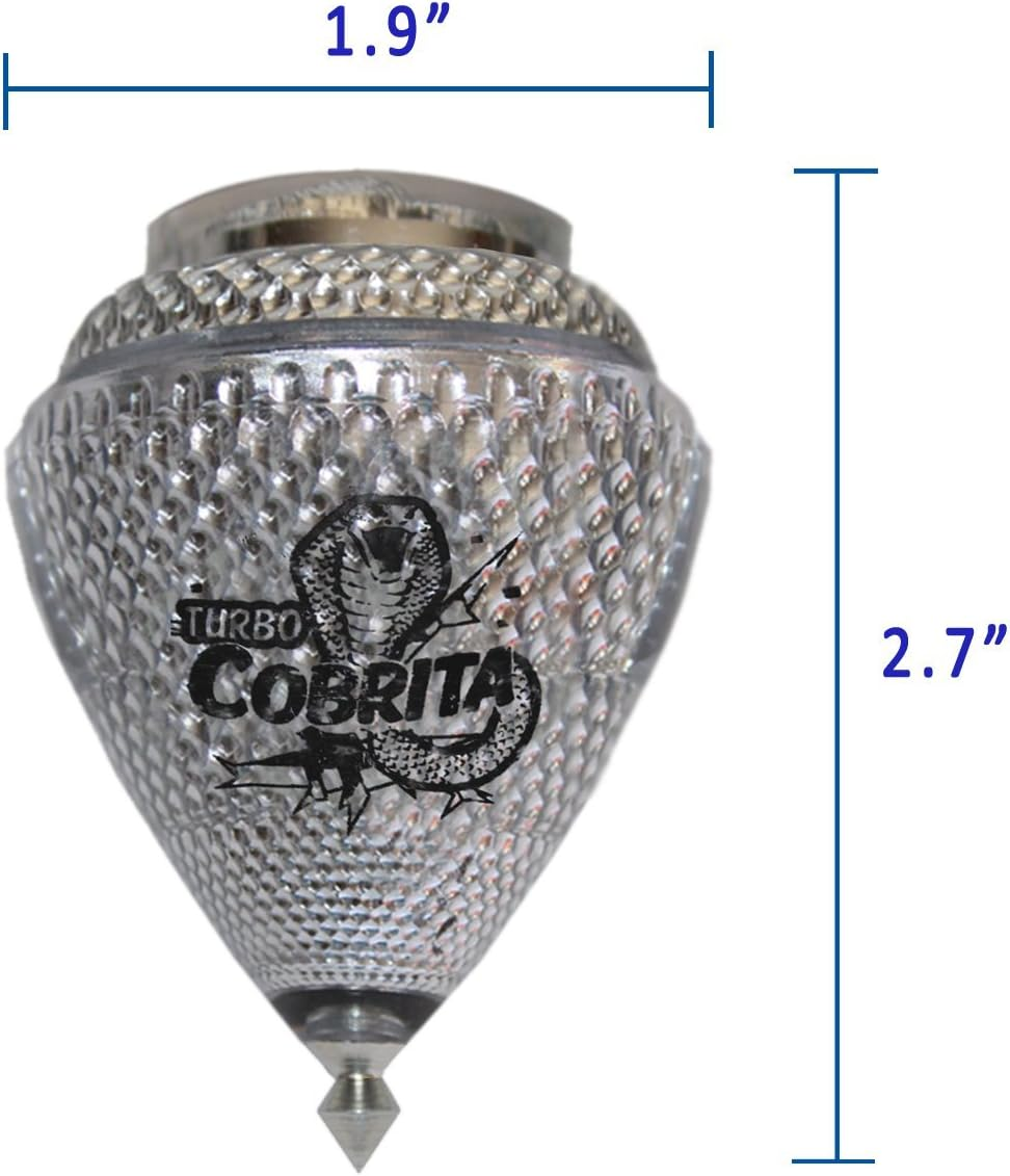 4 Pack Mini Cobra Durable Plastic Spin Tops & Metal Tip Made in Mexico - Trompo Mexicano COBRITA Pl&aacute;stico Durable & Punta De Metal (Pack of 4 Assorted Colors) image number 3