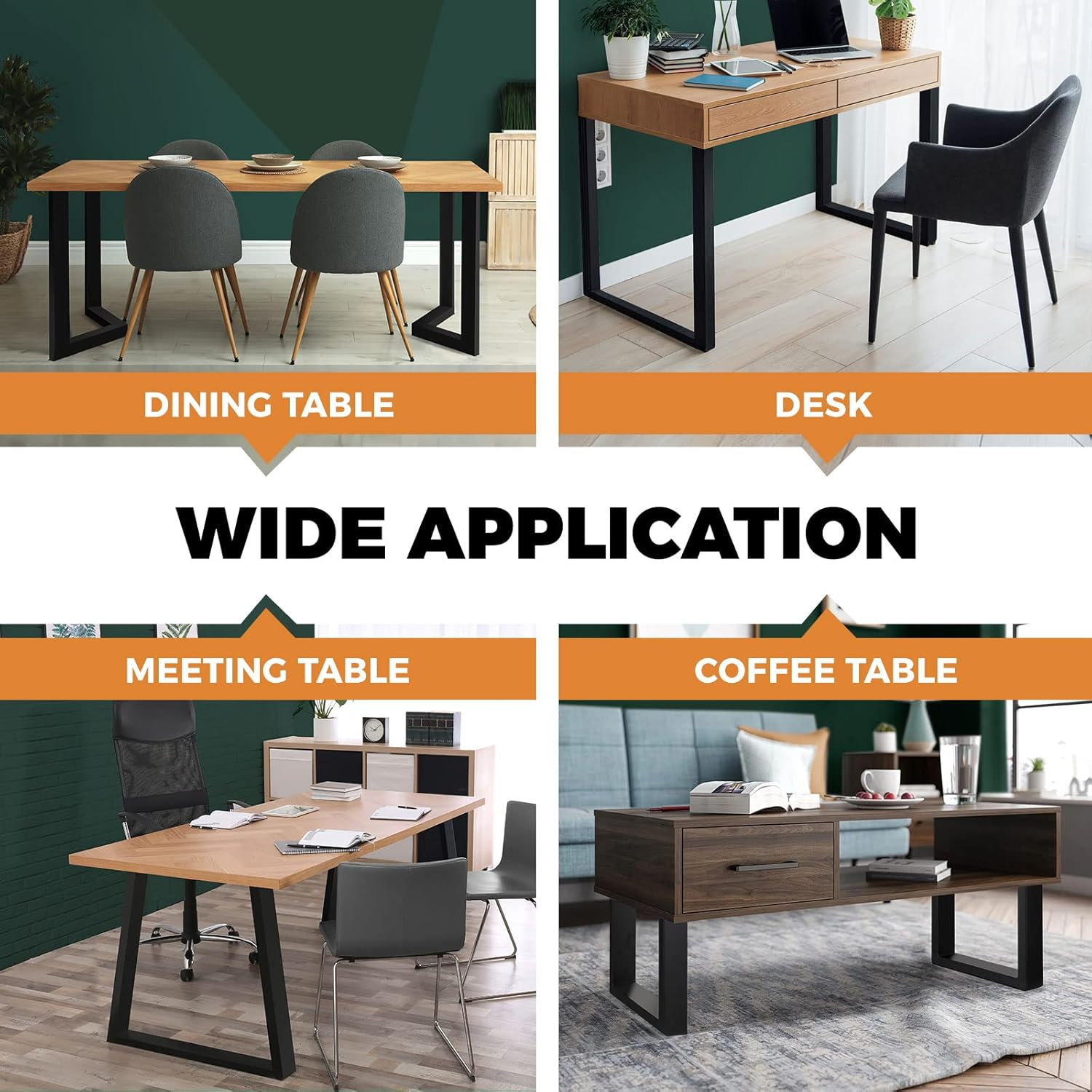 Oikiture Table Leg Desk Coffee Dining Furniture Hardware Metal Legs X2 Home Improvement Bench Box Steel DIY Industrial Rectangle 40 X 30CM image number 5