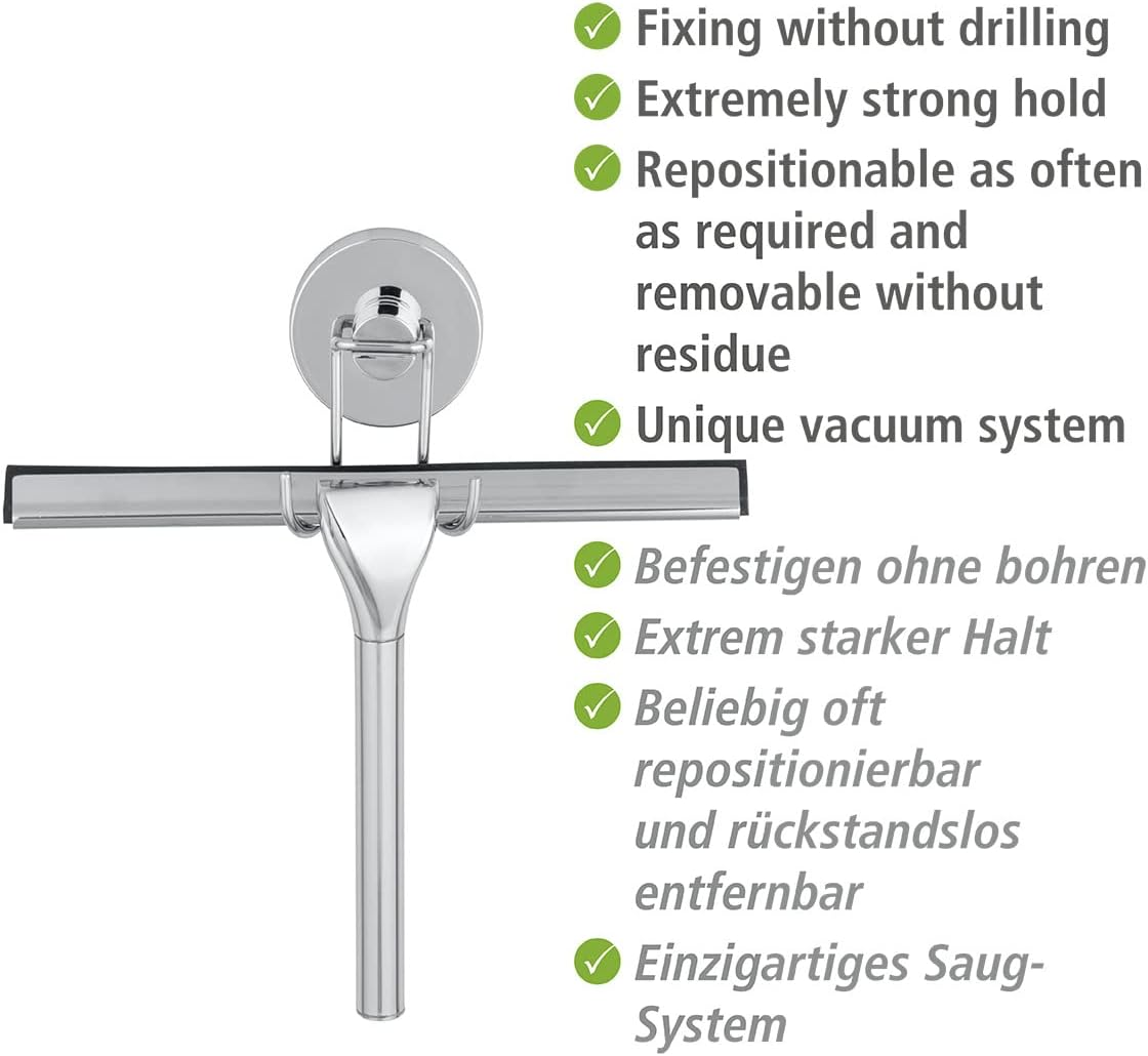 WENKO Squeegee for Shower Glass Door with Holder, Shower Squeegee for Shower Doors, Bathroom Squeegee for Shower, Dimensions 9.8 X 8.5 X 2.4 Inch, Chrome image number 5