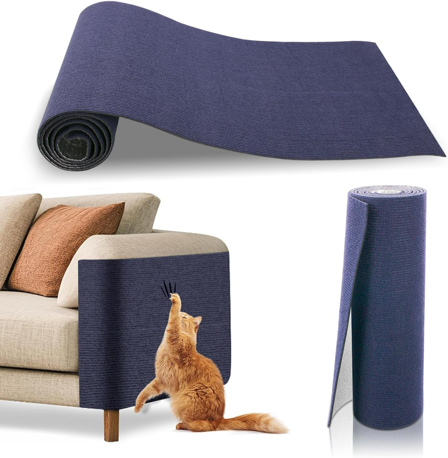 YIEMI Cat Scratch Couch Furniture Protector, 40X200Cm Cats Scratch Mat with Self-Adhesive Backing,Trimmable DIY Scratching Pads(Black)