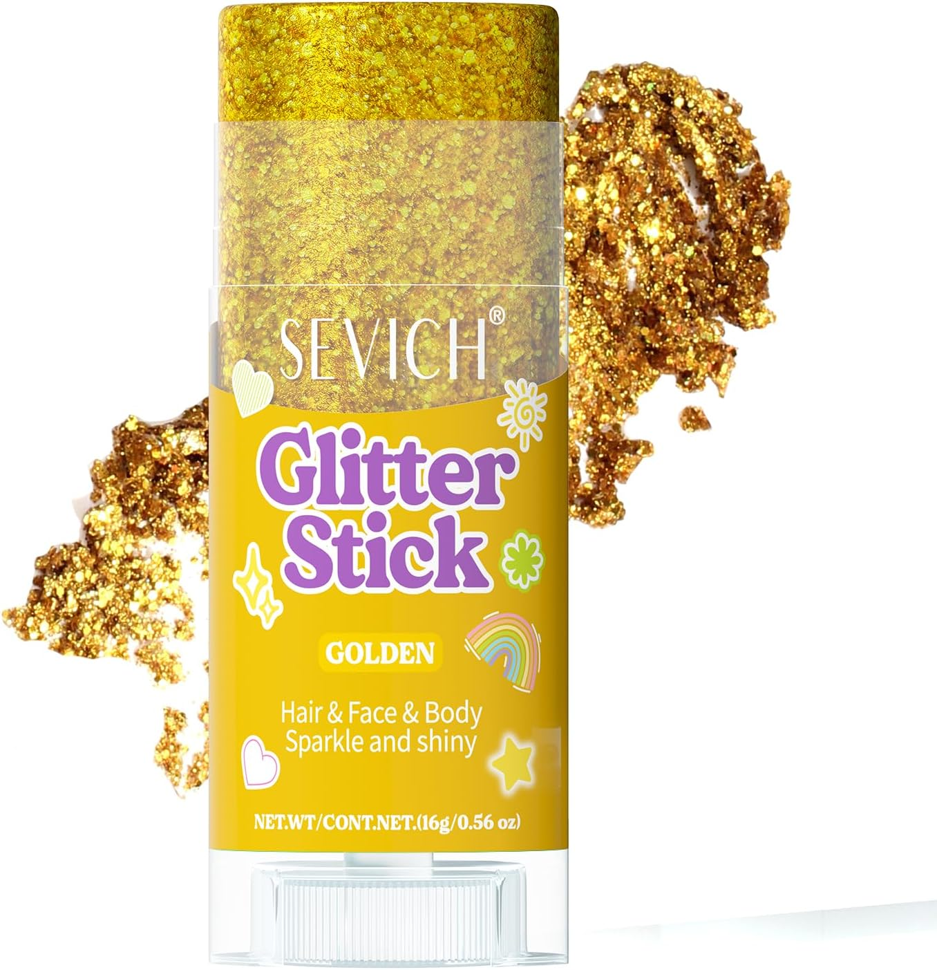 SEVICH Glitter Stick Purple for Face Body Hair,Skin Safe Waterproof Sparkle with No Glue Needed,Easy to Apply and Remove for Parties Festivals Makeup,15G