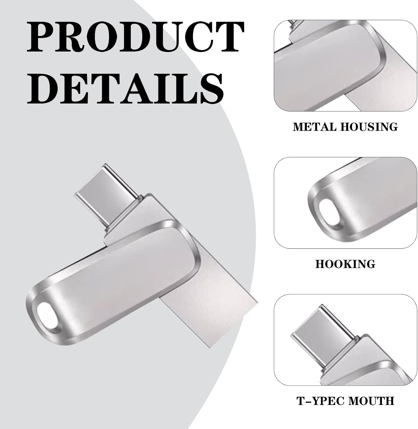 High-Speed 256GB USB Type-C Flash Drive with Reversible Connector for Seamless Data Transfer between Devices, Automatic Photo Backup,Ideal for Storage Expansion and Easy File Management image number 3