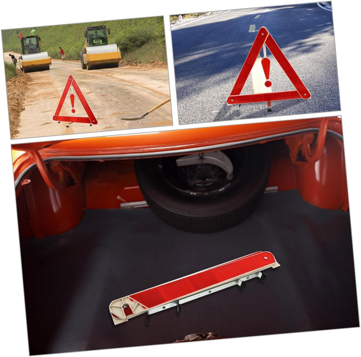 3Pcs Foldable Reflective Triangle Warning Signs Roadside Safety Kit for Vehicles Emergency Use Compact Storage Boxes image number 5