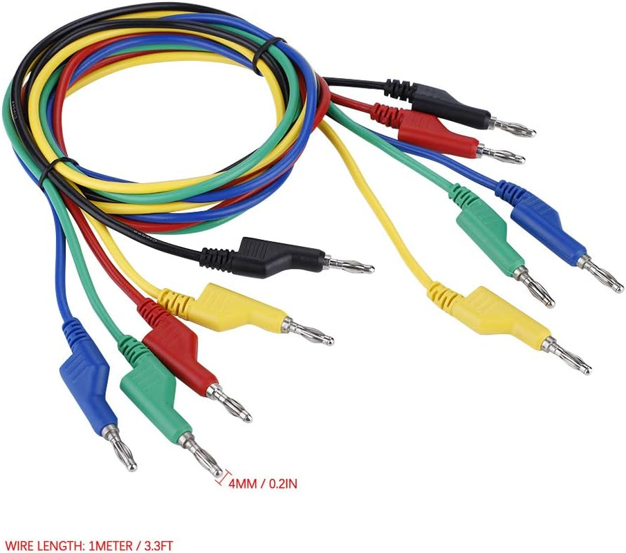 P1036 4Mm Banana Plug Cable Test Leads 5Pcs,High Voltage Double Headed 1M Banana Jack Safety Test Leads for Multimeter image number 5