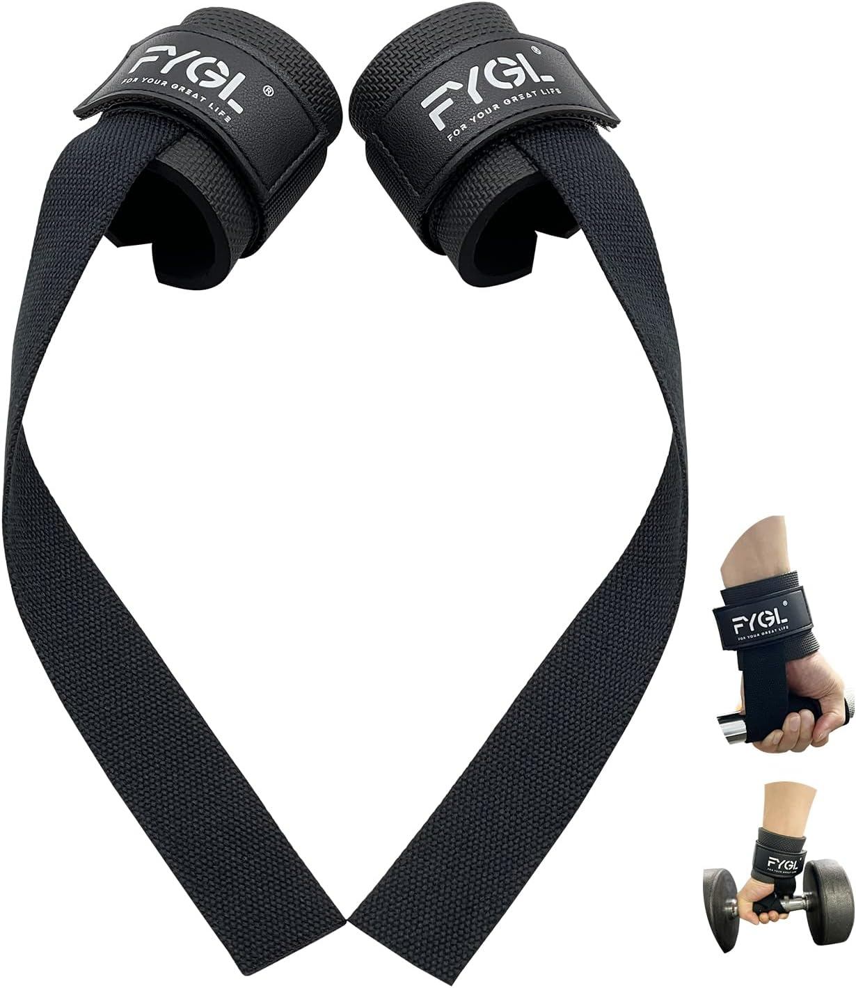 FYGL Cotton Lifting-Straps with Neoprene-Padded Wrist-Supports