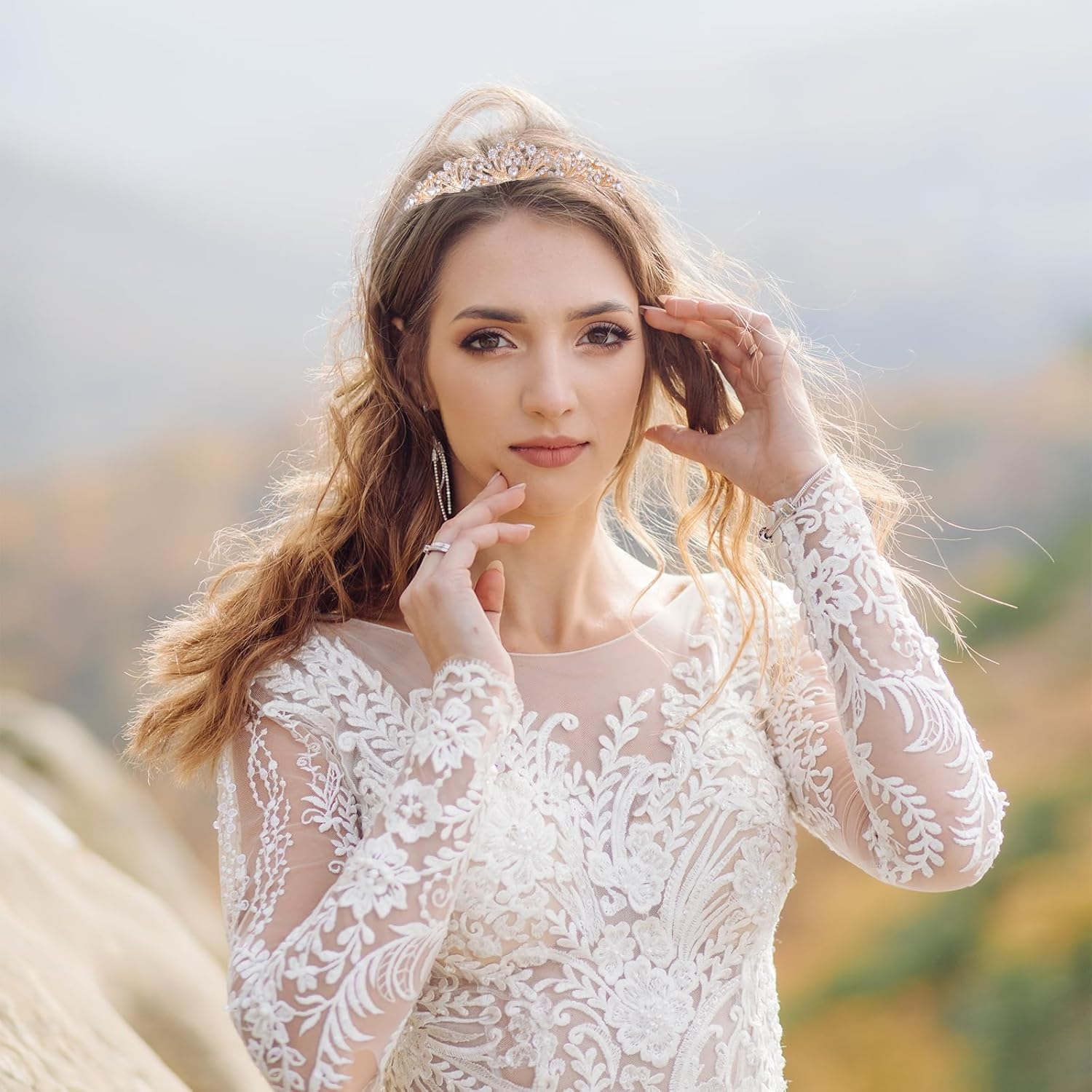 Feltent Tiara Crown for Women Wedding Tiaras for Bride Princess Crowns and Tiaras for Girl Rhinestone Crowns for Birthday Halloween Cosplay Christmas Party Prom Gifts - Gold image number 6