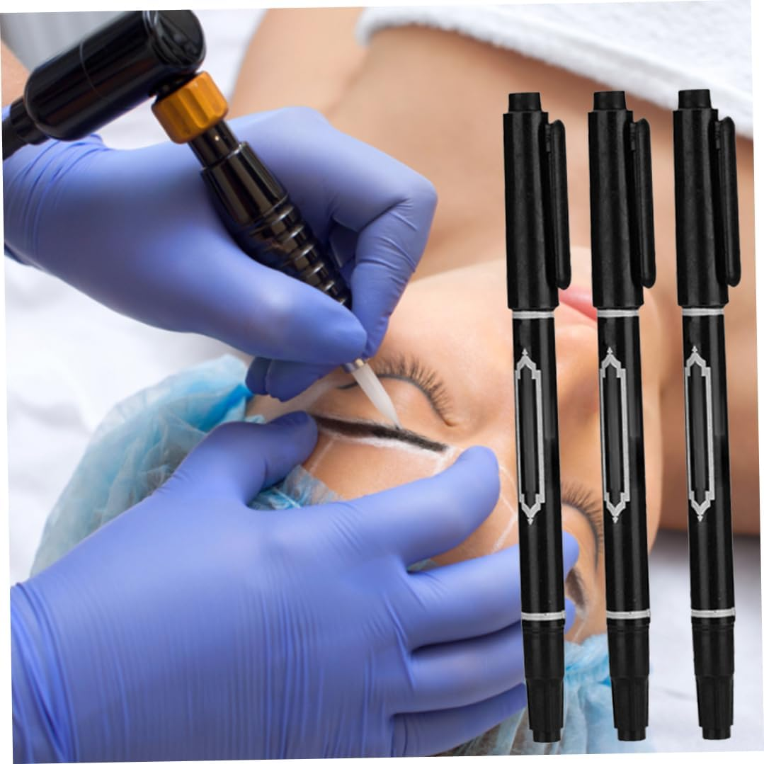 Tattoo Marker Pen 3PCS Waterproof Skin Marking Pencil Fine Point Body Ink Pen Double Head Tattoo Marker Pen - Easy to Color - Black image number 6
