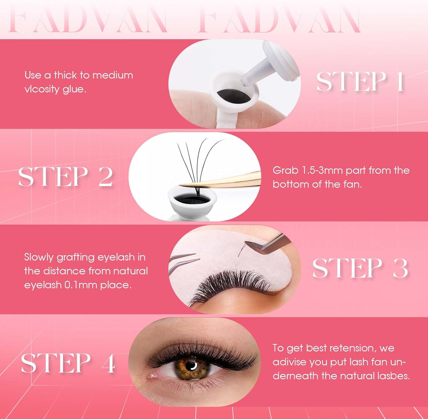 FADVAN Eyelashes Extension Volume Eyelashes Bunch 10D 0.07C Curl 8-15Mm Mixed 500PCS Fan Eyelashes Extension Professional Eyelashes Premade Fans Lashes