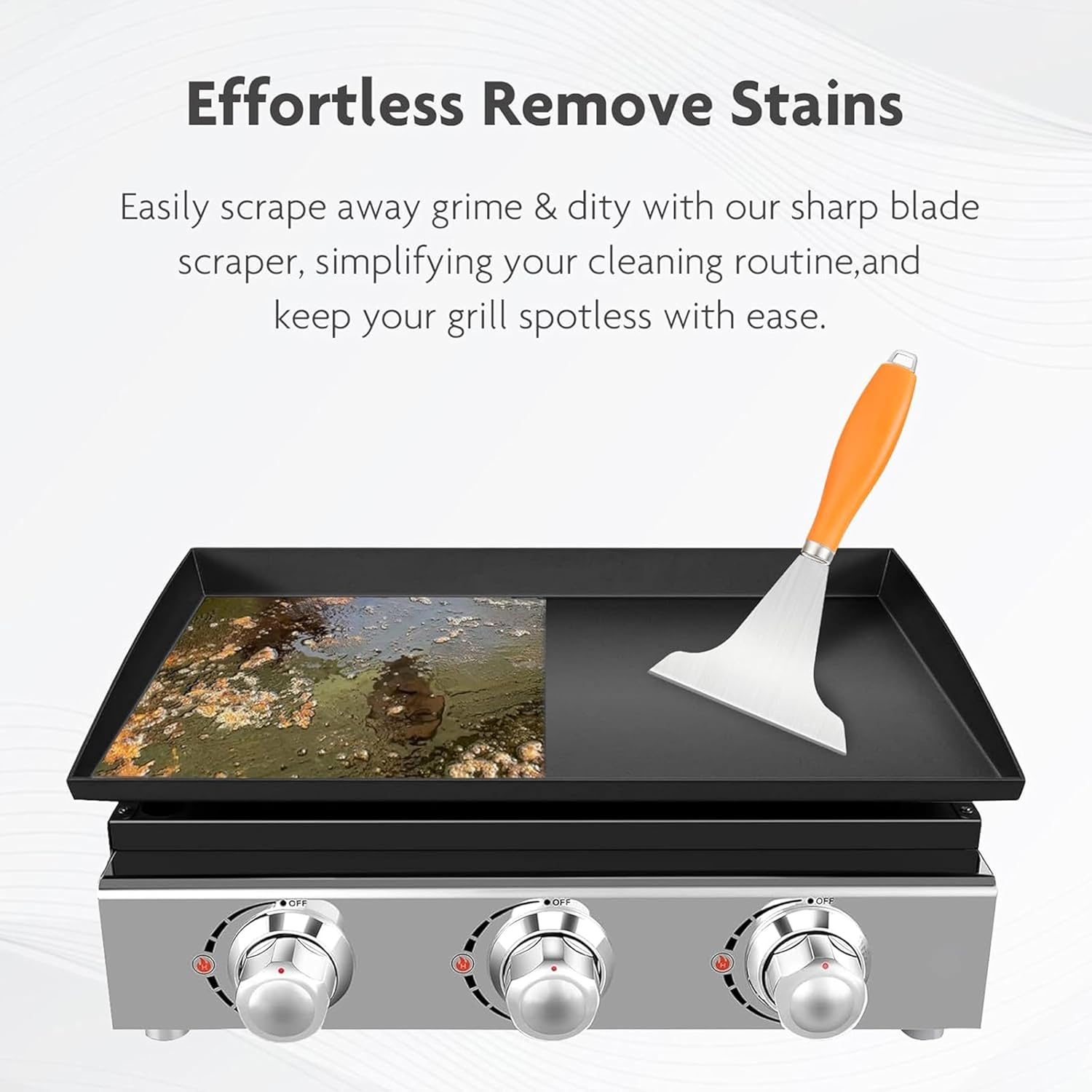 Griddle Scraper for Flat Tops,Grill Scraper for Blackstone,Outdoor BBQ Cleaning Accessories Tool,Stainless Steel Oil Fume Shovel,Kitchen Cooking Cleaning Supplies,Barbecue Supplies image number 1