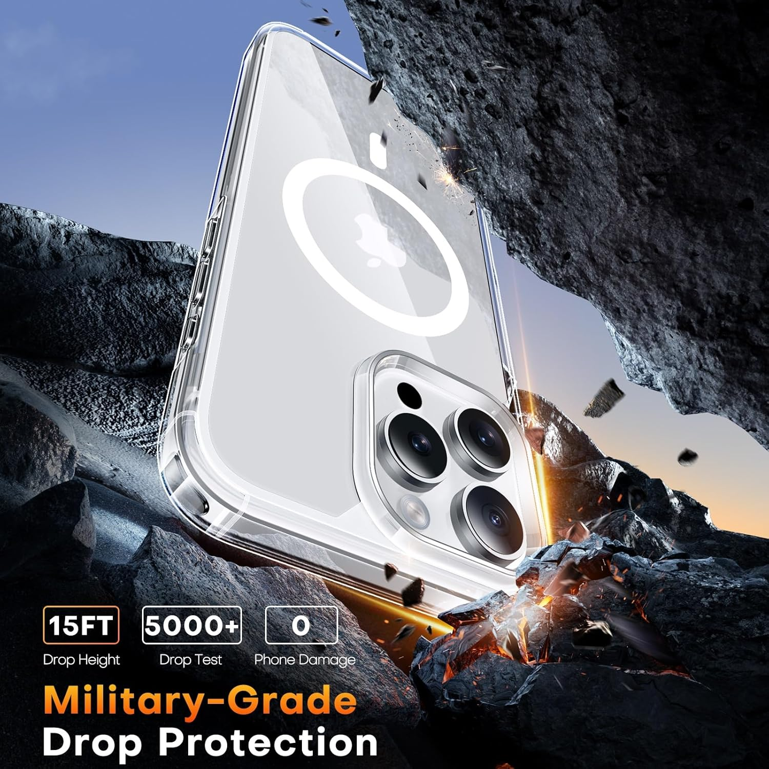 TAURI for Iphone 15 Pro Max Case 6.7", Compatible with Magsafe, Military-Grade Protection, [Anti-Yellowing] Shockproof Transparent Back Magnetic Phone Cover - Clear image number 7