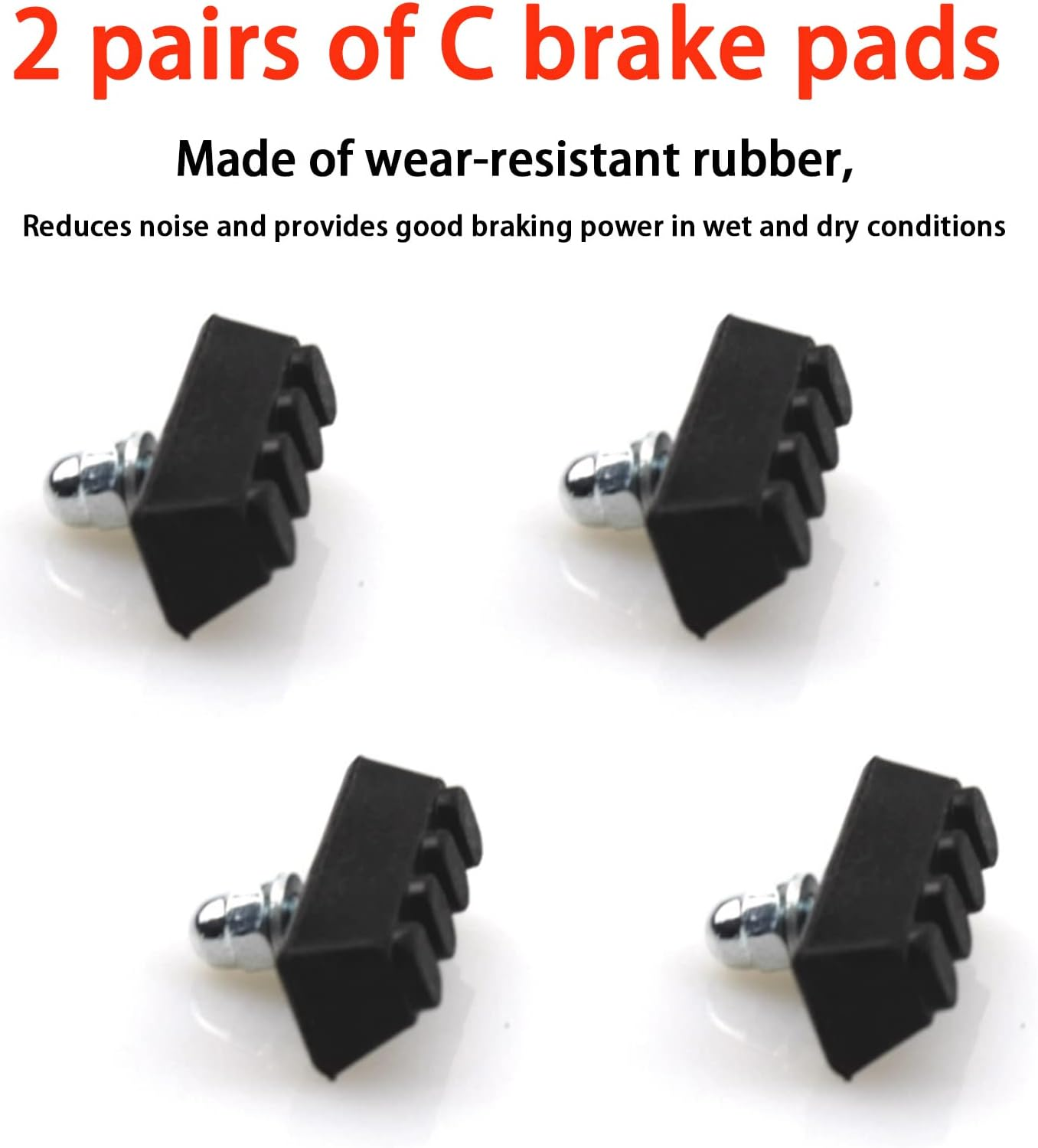 Cheerock 2 Pair Bike Brake Pads, Rubber V-Brake Pads for Mountain & Road Bicycles, Quiet & Non-Skid Cycling Accessories for Enhanced Safety image number 5