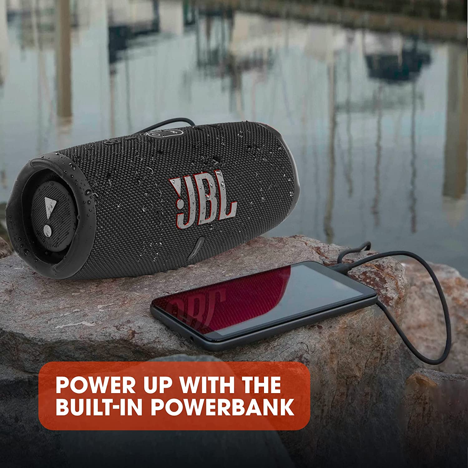 JBL Charge 5 - Portable Bluetooth Speaker with Deep Bass, IP67 Waterproof and Dustproof, 20 Hours of Playtime, in Black - Blue image number 2