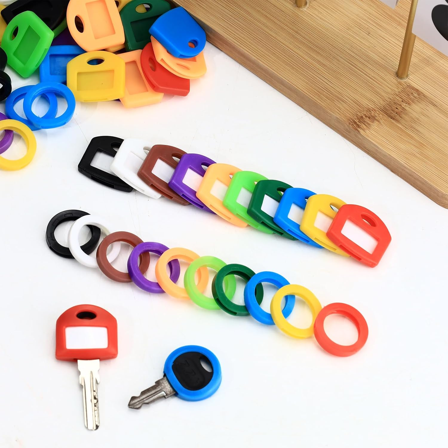80 Pcs Color Key Covers Set,Key Caps Tags Covers, Plastic Key Cover for Key Identifier Tag Cover (2 Styles) image number 1