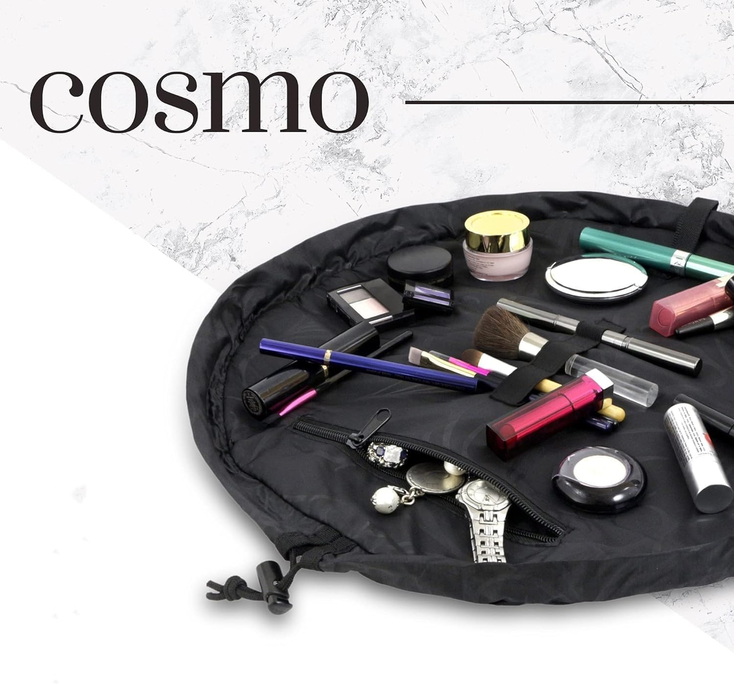 Cosmo Drawstring Cosmetic & Makeup Bag Organizer, Lazy Toiletry Bag Waterproof Portable Travel Storage 20 Inch,Pink image number 3