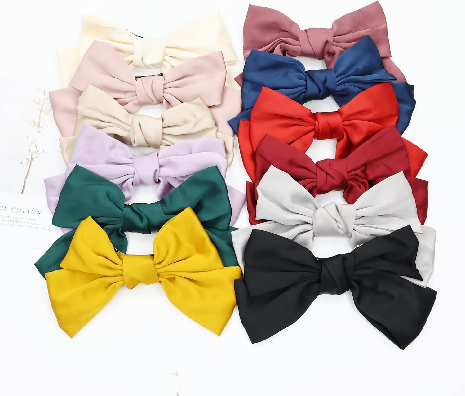 12 Pack Large Big Oversized Knot Bowknot Satin Hair Bows French Barrettes Hair Clips Bun Ponytail Holder Hair Ribbon Accessories for Women Girl image number 4