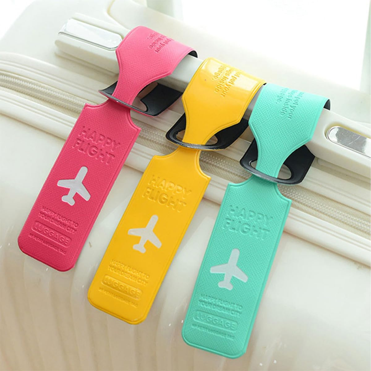 JOINPAYA 2-Pack Yellow Luggage Tags for Suitcases with Durable Plastic Material, Travel Bag Identifier Labels for Women&rsquo;S Baggage, Suitcase Tag Label Set for Easy Baggage Identification image number 3
