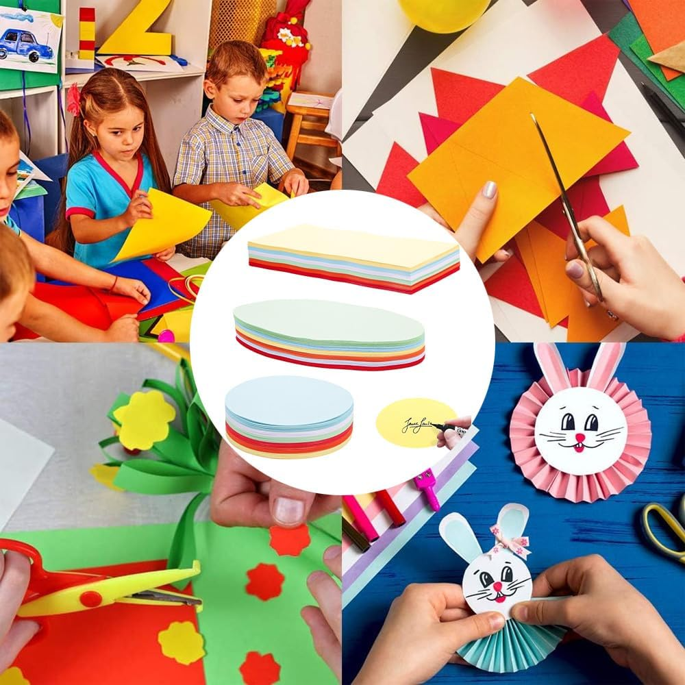 Set of 360 Presentation Cards, 6 Colours, Round, Oval and Rectangular, Presentation Case, Teacher Supplies for Office, School, Presentation and Moderation image number 3