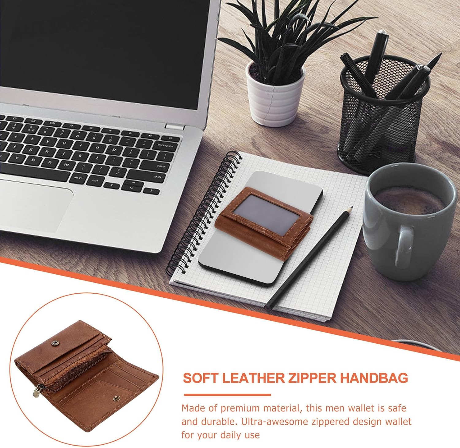 Abaodam Women Wallet Genuine Coin Purse Wristlet Card Holder Portable Credit Card Holder Wallet image number 6