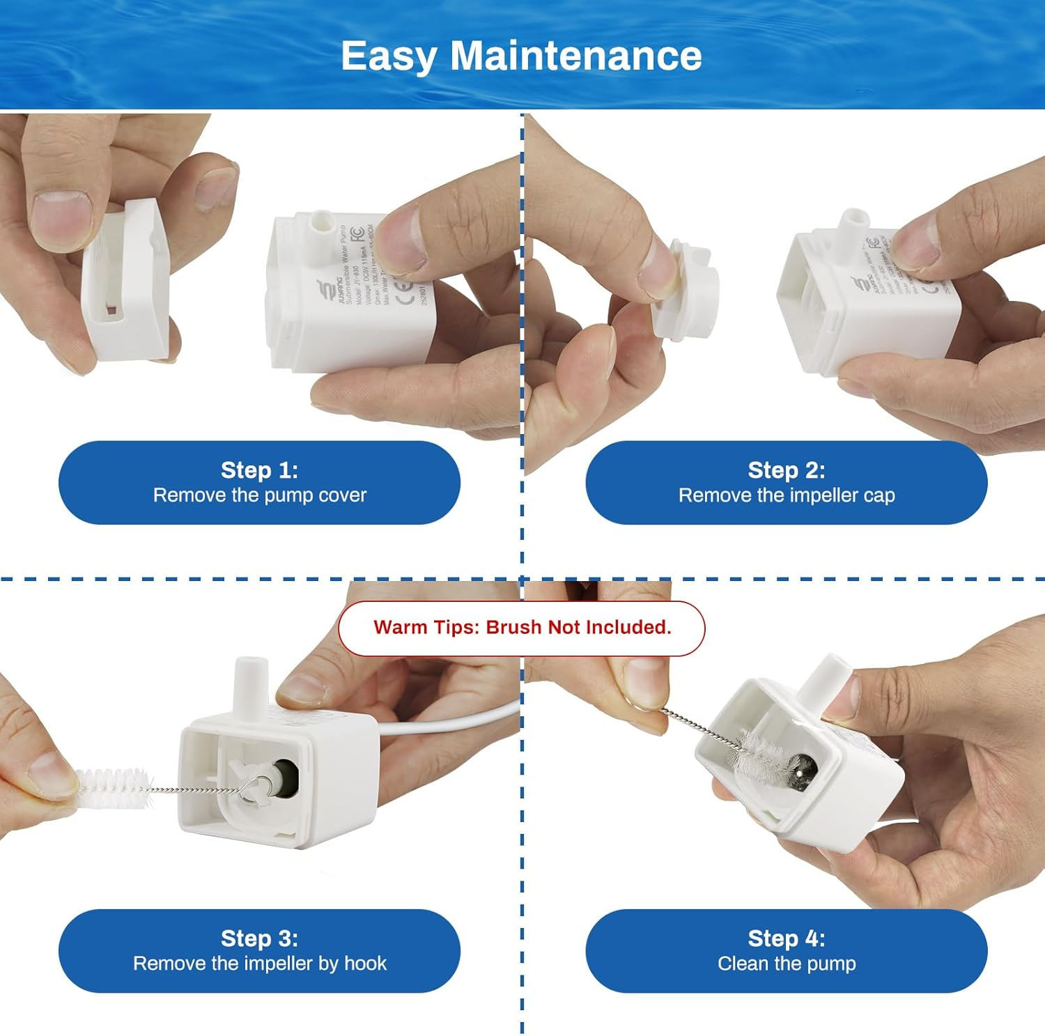 Cat Water Fountain Pump, Replacement Pump for 2L/68OZ Stainless Steel Pet Water Fountain, Pet Fountain Pump for Adjustable Water Flow Water Dispenser, Ultra Quiet Cat Dog Drinking Fountain Pump