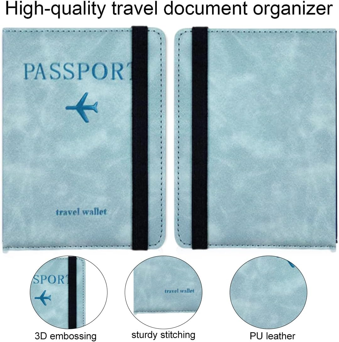 Passport Case, Passport Case with RFID Blocker, Passport Holder for Men and Women, Travel Folder for Travel Documents, ID Bag Travel Documents, Credit Card Protective Cover