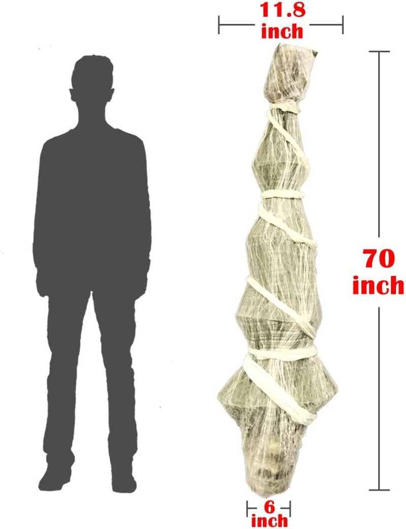 ESSENSON Halloween Decorations Outdoor - 70 Inch Hanging Corpses Props Scary Skeleton Body inside Spider Web Halloween Yard Indoor & Outdoor Decor Halloween Party Favors Haunted House Decorations image number 2