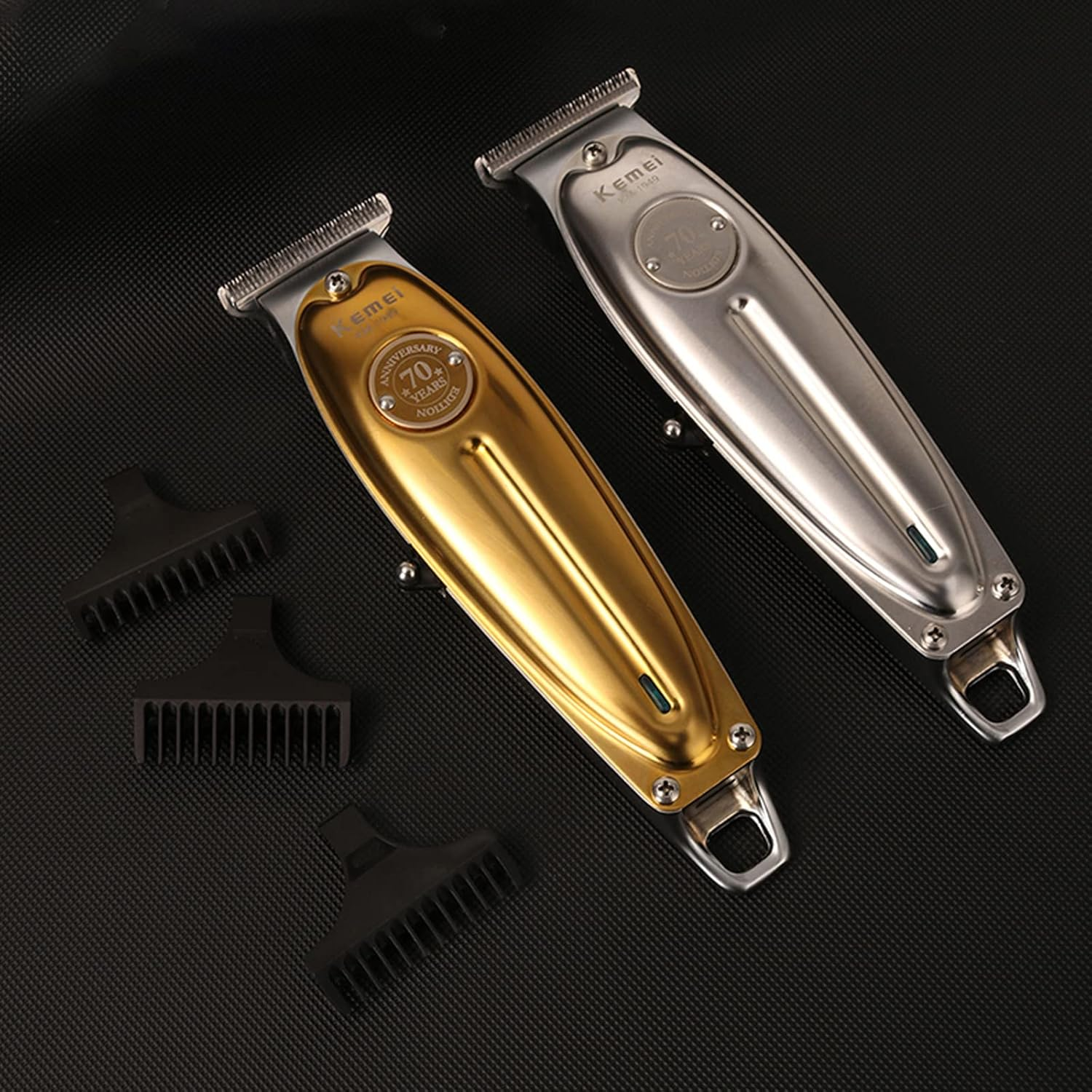 KEMEI 1949 Trimmer Professional Hair Clippers for Men Zero Gap Electric Cordless Beard/Hair Trimmer Rechargeable T-Blade Haircut Machine for Stylists and Barbers Grooming Kit, Gold image number 2