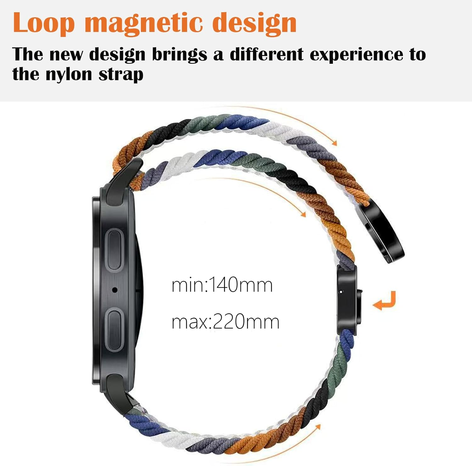Sport Solo Loop Compatible with Samsung Galaxy Watch 8 40Mm 44Mm/Classic 46Mm Women Men,Magnetic Strap Stretchy Braided Wristband for Galaxy Watch 8/Classic Bands image number 4